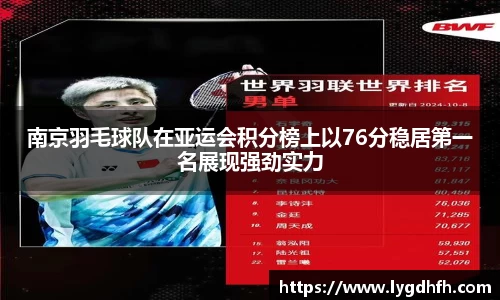 南京羽毛球队在亚运会积分榜上以76分稳居第一名展现强劲实力
